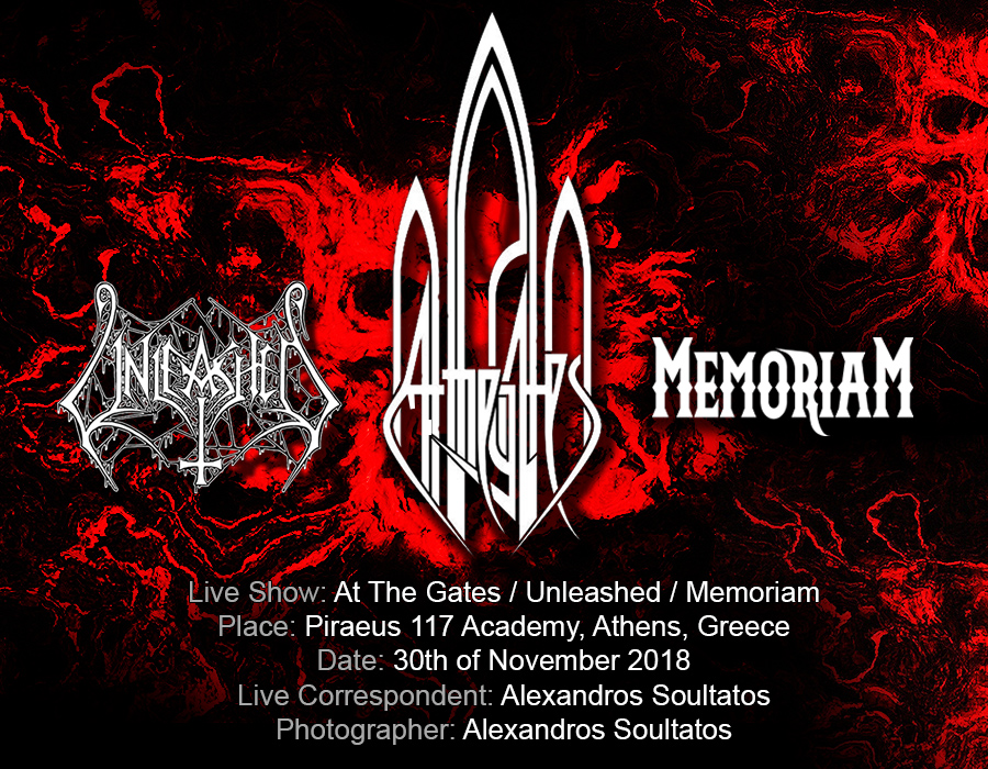 Read more about the article At The Gates, Unleashed, Memoriam (Athens, Greece – 30/10/2018)