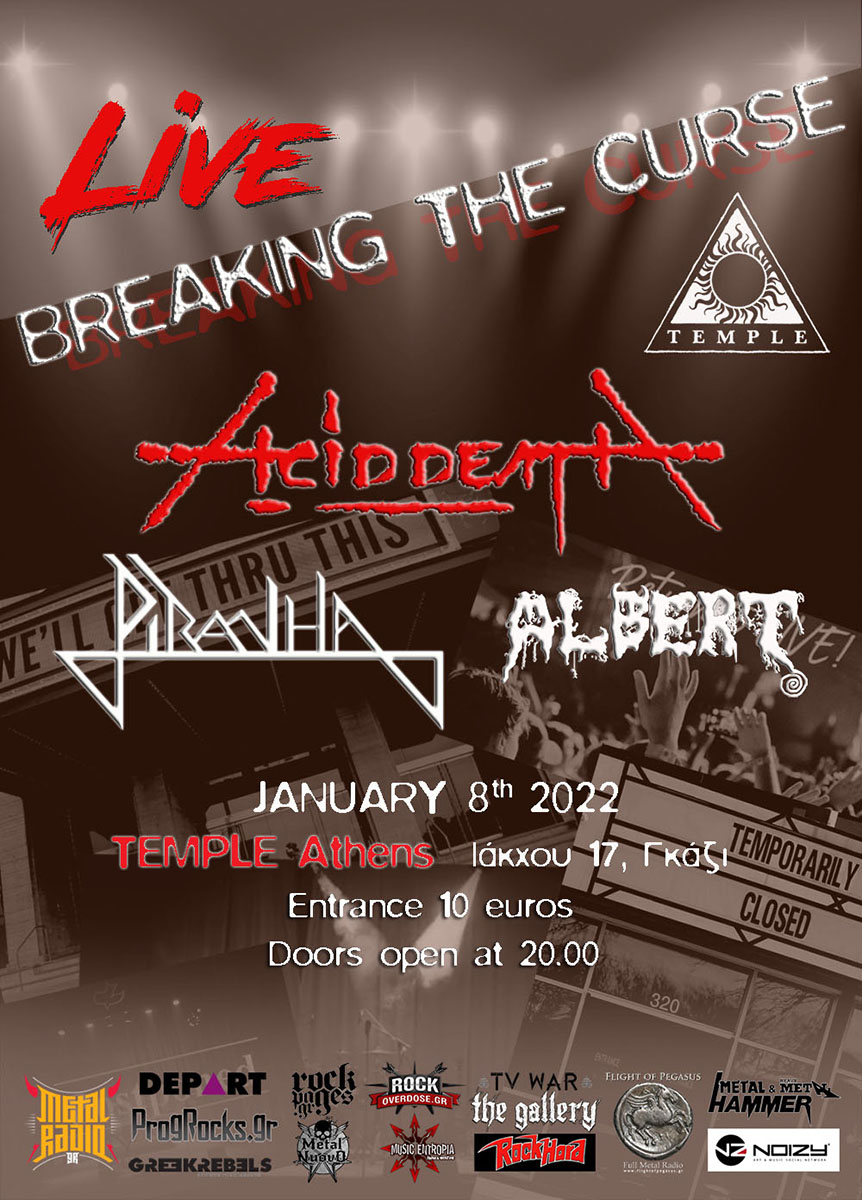Ανακοινώθηκε η συναυλία των ACID DEATH, PIRANHA και ALBERT στις 8 Ιανουαρίου 2022 στην Αθήνα!